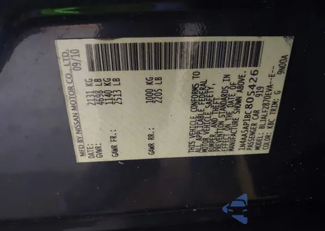 2011 Nissan Maxima 3.5 Sv z USA, uszkodzony, nr VIN 1N4AA5AP1BC805426